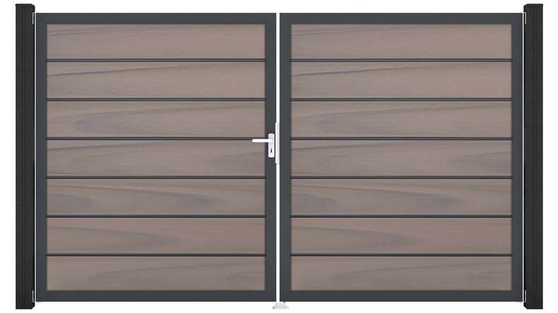 planeo Gardence Deluxe - BPC-Tor - 2-flügelig Bi-Color co-ex mit Alurahmen