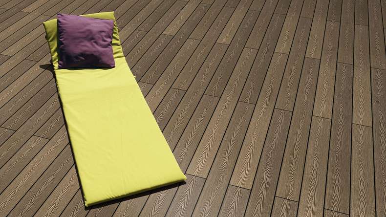 Planeo SolidWood WPC Terrassendiele - Erdbraun 3,6m französisch/struktur 3D
