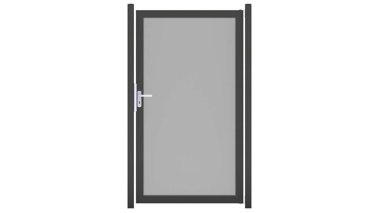 planeo Gardence Resistant - HPL-Sichtschutz Tor Uni Grau mit Alu-Rahmen