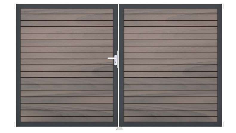 planeo Gardence Trendy - BPC-Rhombus-Tor - 2-flügelig Bi-Color co-ex mit Alurahmen