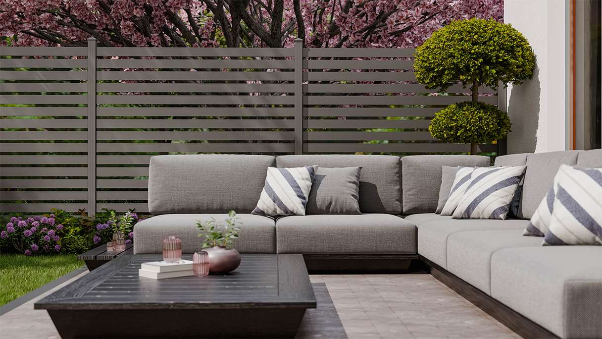 planeo Gardence Metallic Edge - Alu-Gartenzaun Quadratisch Anthrazit | DB703