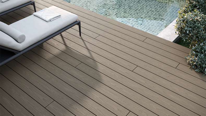 planeo CoEXWood WPC Terrassendiele Massiv ummantelt - Grau/Zement 3m strukturiert