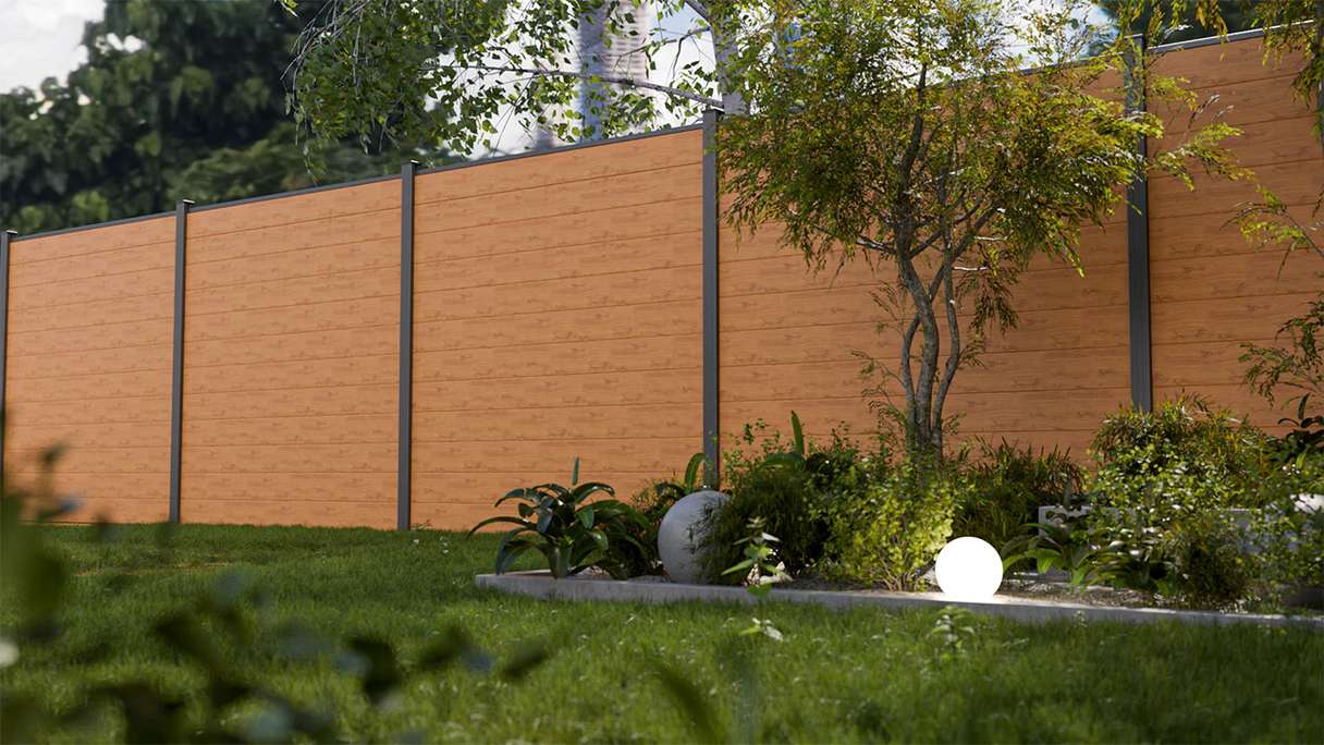 planeo Gardence Simply Small - PVC-Steckzaun Asteiche Natur 180 x 180 cm