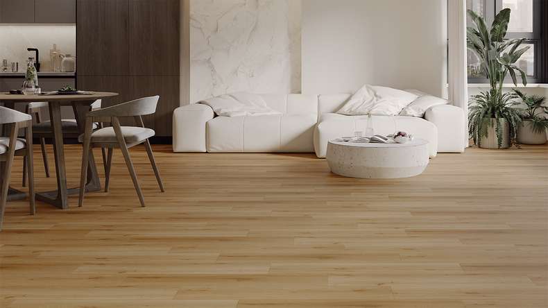 planeo Rigid Klick Vinyl - HOMEtec Pro 50 IXPE Natural Field Oak | Trittschalldämmung integr. (RP-G50-4)