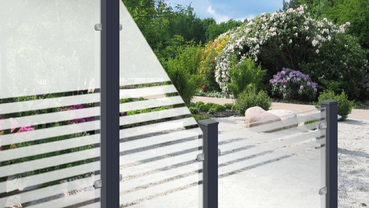 planeo Gardence Flair - Glas-Sichtschutz Hochkant Streifen