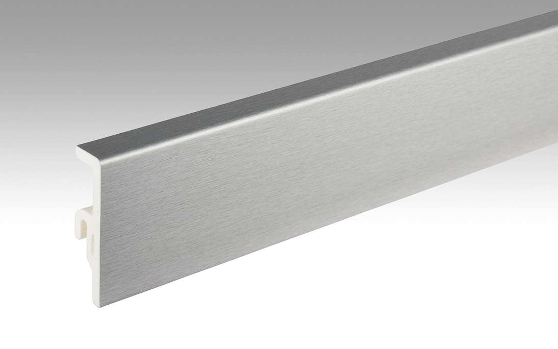 MEISTER Sockelleisten Fußleisten Edelstahl DF 063 - 2380 x 60 x 16 mm (200014-2380-00063 - 694923063)