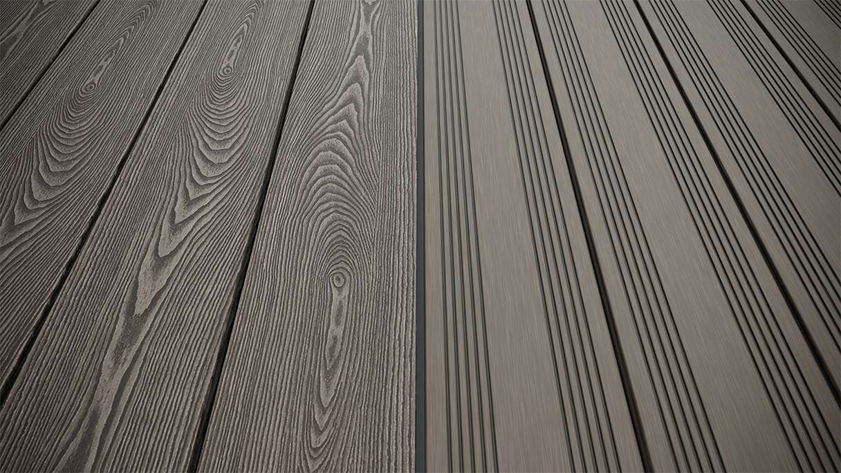 planeo SolidWood WPC Terrassendiele Massiv - Hellgrau 3m französisch/strukturiert