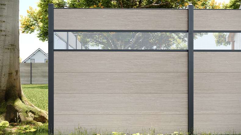 planeo Gardence Simply - PVC-Steckzaun Quadratisch Sheffield Oak