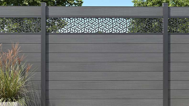 planeo Gardence Strong - BPC-Gartenzaun Quadratisch Steingrau co-ex