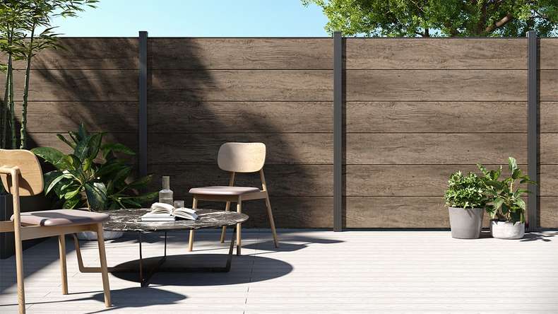 planeo Gardence Simply - PVC-Steckzaun Quadratisch Monument Oak 180x180 cm