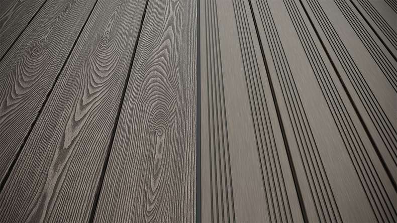 planeo SolidWood WPC Terrassendiele Massiv - Hellgrau 3.6m französisch/strukturiert