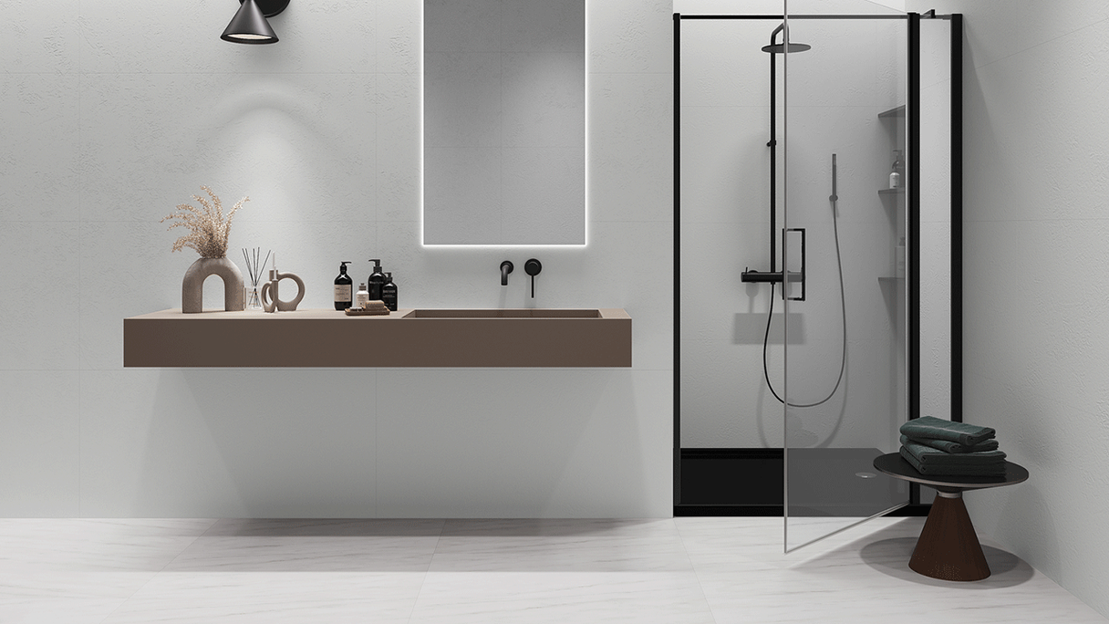 planeo Wandverkleidung SPC - CeraRock Tile Concrete White XL 280 x 117,5 cm
