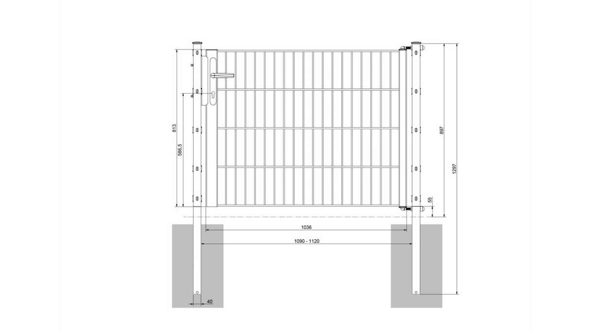 planeo Universaltor leicht 1-flg. Moosgrün - B 1090 mm inkl. Torpfosten