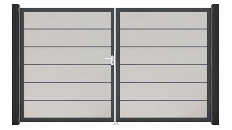planeo Gardence Simply Premium - PVC-Tor 2-flügelig Weiss mit Alurahmen 300 x 180 cm