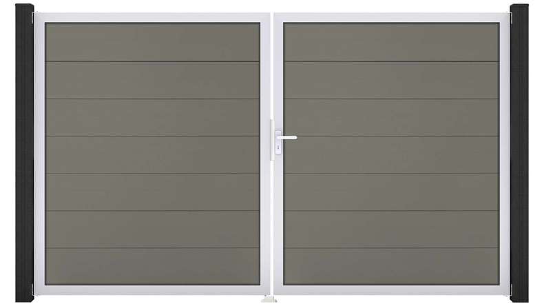 planeo Gardence Strong XL - BPC-Tor - DIN Rechts 2-flügelig Grau mit Silber-Alurahmen
