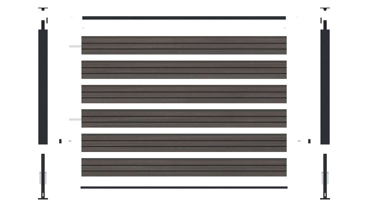 planeo LINEA - WPC CoEx Rhombus Vorgarten Steckzaun Dunkelgrau 180 x 90 cm