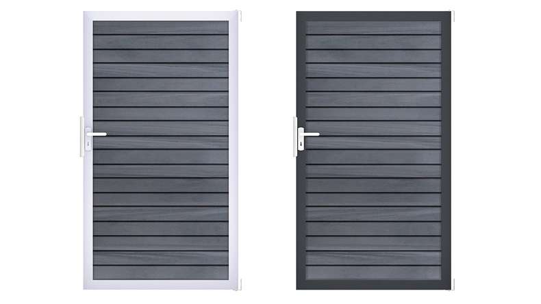planeo Gardence Trendy - BPC-Rhombus Universaltor - Steingrau co-extrudiert mit Alurahmen 100 x 180 x 4 cm