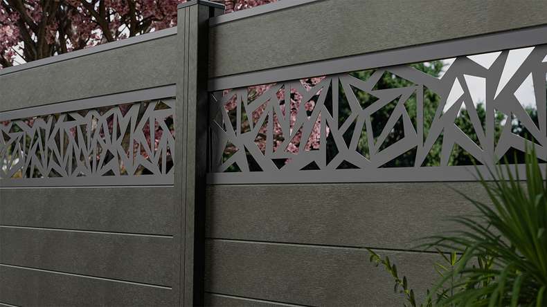 planeo Gardence Strong - BPC-Steckzaun Triangle Anthrazitgrau 180 x 180 cm