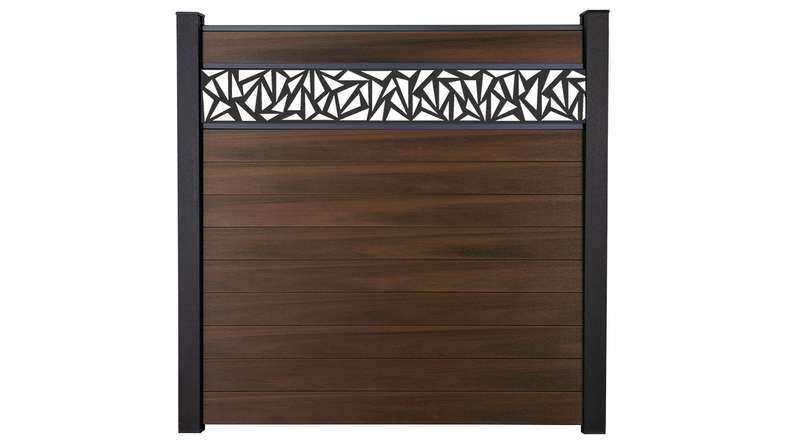 planeo Gardence Strong - BPC-Steckzaun Triangle Walnuss co-ex 180 x 180 cm