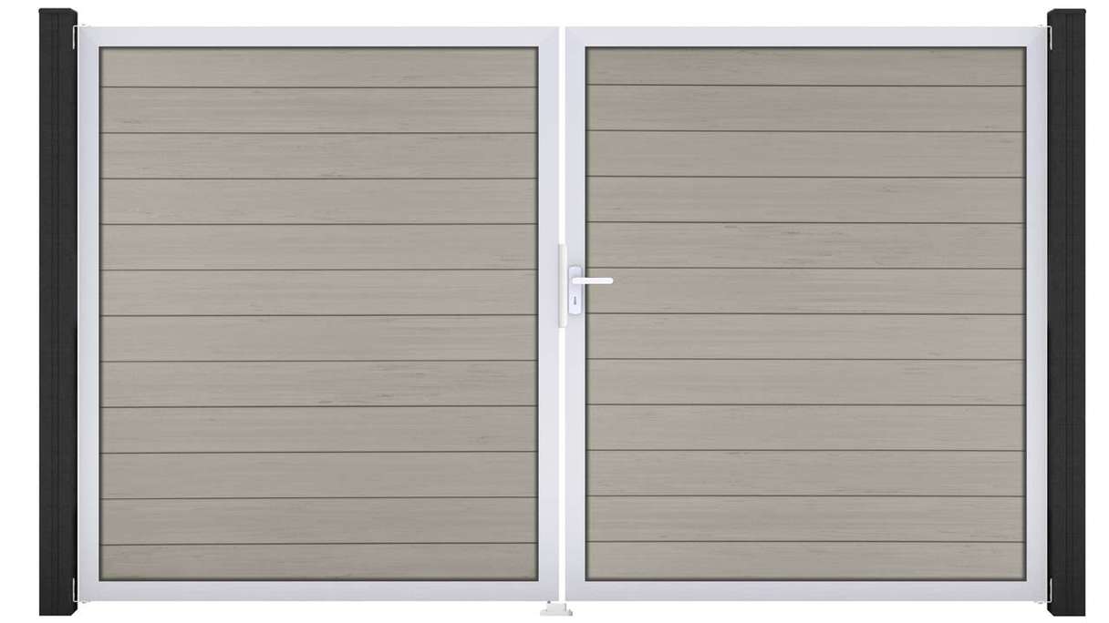 planeo Gardence Strong - BPC-Tor - 2-flügelig Bi-Color Sand mit Alurahmen