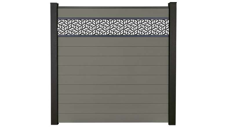 planeo Gardence Strong - BPC-Steckzaun Leafs Grau 180 x 180 cm
