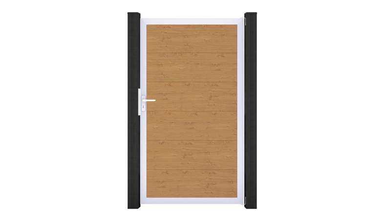 planeo Gardence Simply - PVC-Universaltor Asteiche Natur mit Alu-Rahmen 100 x 180 cm