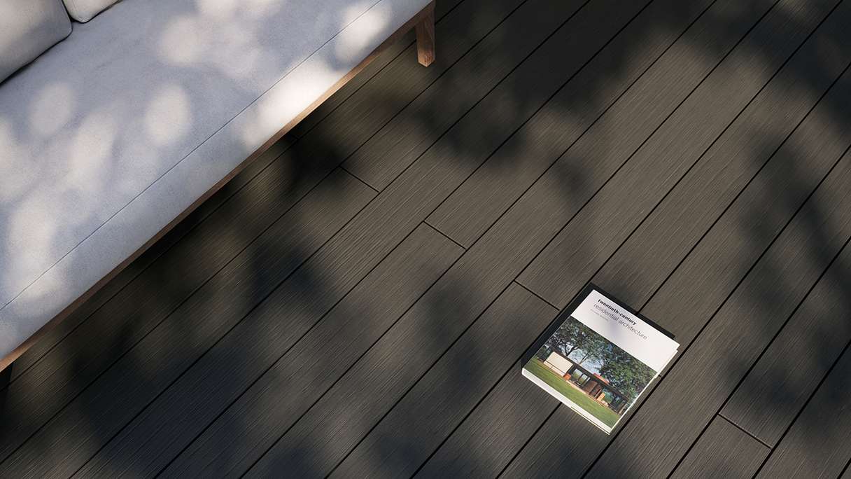 planeo AntikWood WPC-Terrasse Komplett-Set Massivdiele - Anthrazitgrau antik gealtert