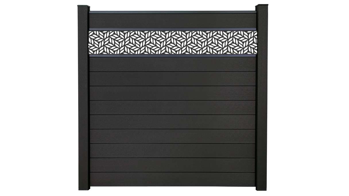 planeo Gardence Strong - BPC-Steckzaun Leafs Anthrazitgrau 180 x 180 cm