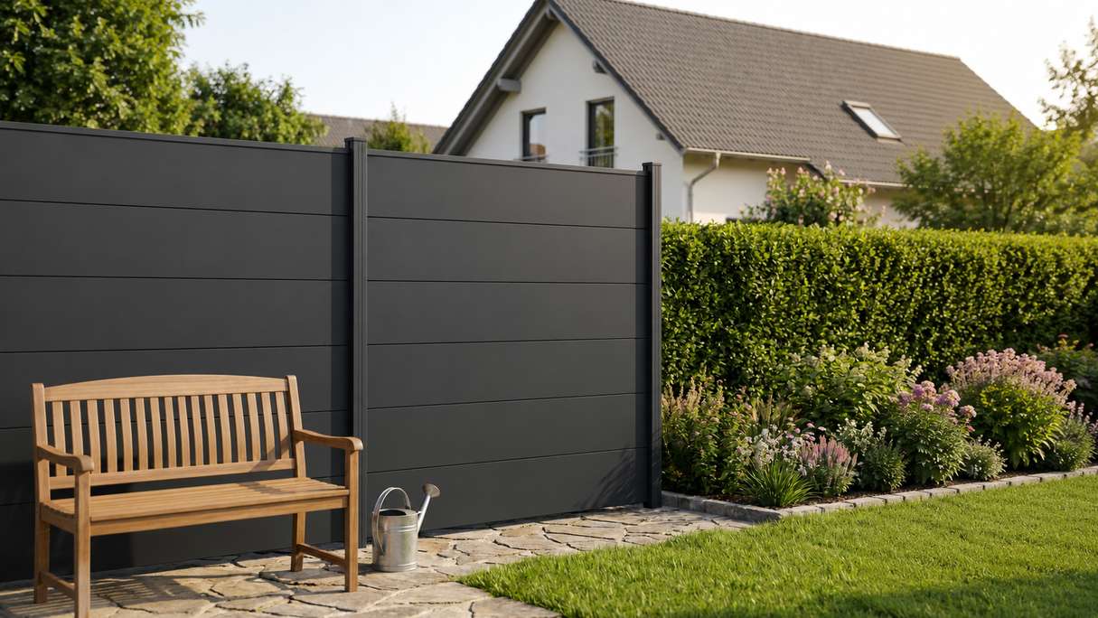 planeo Gardence Simply - PVC-Steckzaun Quadratisch Anthrazitgrau 180 x 180 cm