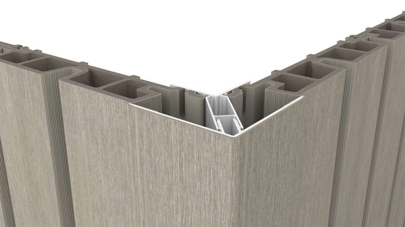 planeo LINEA - Alu CoEx Außeneckprofil Hellgrau 3000 x 66 x 66 mm