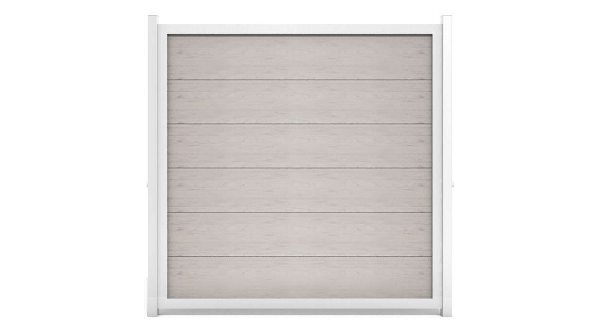 planeo Gardence Guard - BPC-Gartenzaun Quadratisch Bi-Color Sand mit Alu-Rahmen in Silber