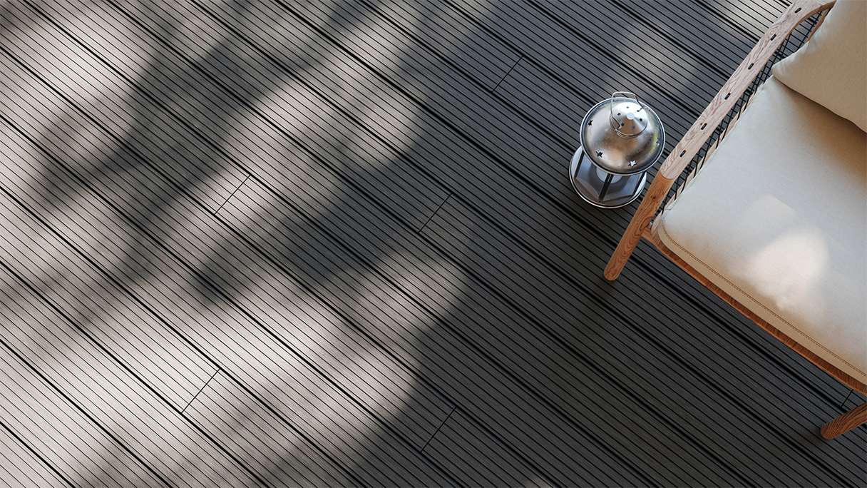 planeo LineWood WPC Terrassendiele Massiv - Dunkelgrau 3m gerillt/genutet