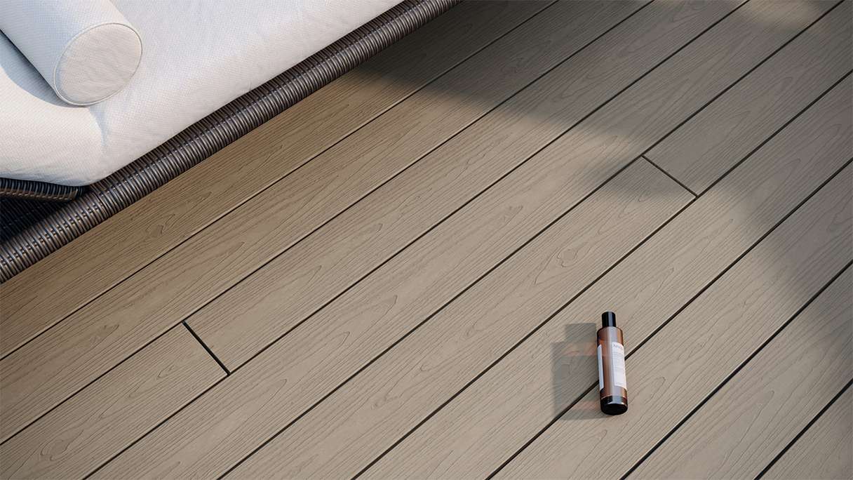 planeo CoEXWood WPC Terrassendiele Massiv ummantelt - Grau/Zement 3m strukturiert