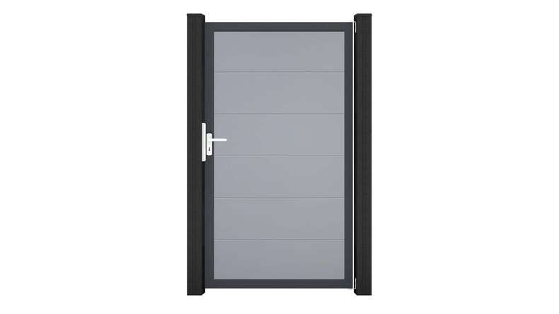 planeo Gardence Simply - PVC-Universaltor Silbergrau mit Alu-Rahmen 100 x 180 cm