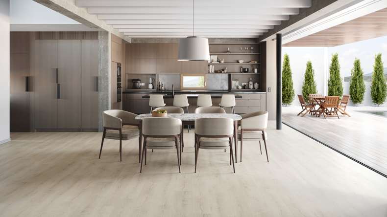 planeo Rigid Klick Vinyl - SolutionX 2in1 Eiche Cremeweiß | Trittschalldämmung integr. (ECF-0074)
