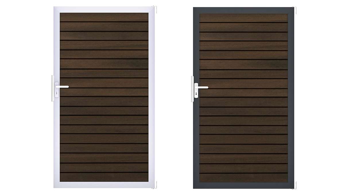 planeo Gardence Trendy - BPC-Rhombus Universaltor - Walnuss co-extrudiert mit Alurahmen 100 x 180 4 cm