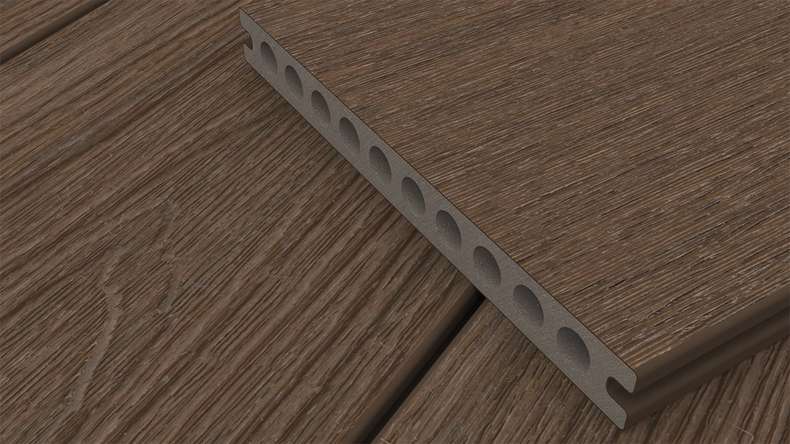 planeo MAXLine Nature - 3m WPC CoEx ummantelte XL Terrassendiele Verbundprofil leicht - Ipe Braun strukturiert/glatt gebürstet