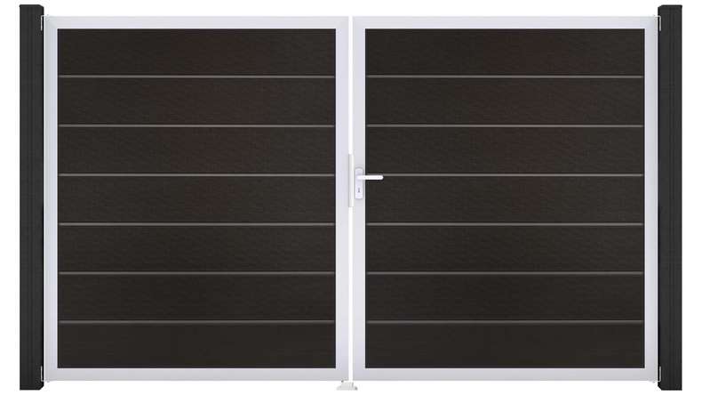 planeo Gardence Deluxe - BPC-Tor - DIN Rechts 2-flügelig Schwarz co-ex mit Silber-Alurahmen