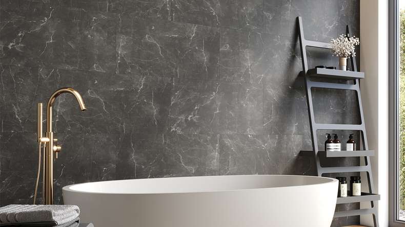 planeo Wandverkleidung Kunststoff - Wall&Floor Design Chino Dark supermatt 80 x 40 cm