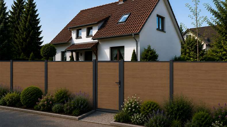 planeo INFINITY XL-Board - WPC CoEx Steckzaun Burma Teak 176 x 183 cm