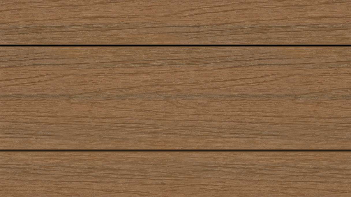planeo WOODLine Nature - 3m WPC CoEx ummantelte Terrassendiele Verbundprofil leicht - Burma Teak strukturiert/glatt gebürstet
