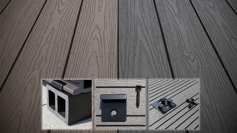planeo CoEXWood WPC-Terrasse Komplett-Set Massivdiele 4.2m (50.63m²) - Grau/Zement strukturiert