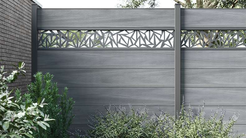 planeo Gardence Strong XL - BPC-Gartenzaun Standard Steingrau co-ex