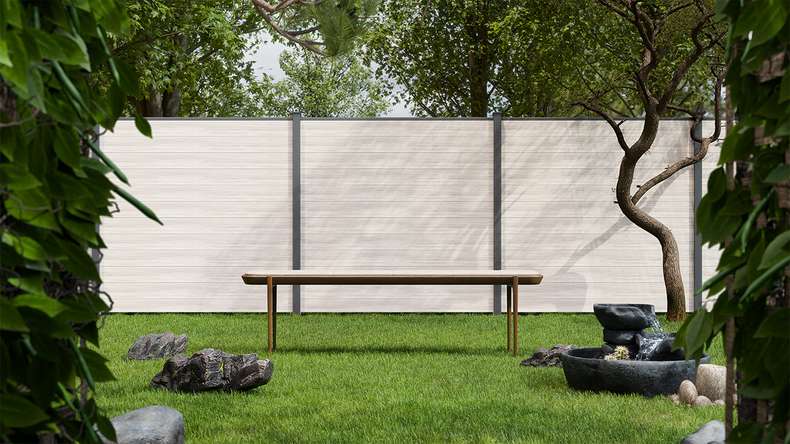 planeo Gardence Simply Small - PVC-Steckzaun Sheffield Oak light 180 x 180 cm