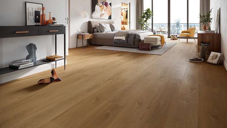 planeo Rigid Klick Vinyl - HOMEtec Pro 50 IXPE Sunrise Mellow Oak | Trittschalldämmung integr. (RP-E50-1)