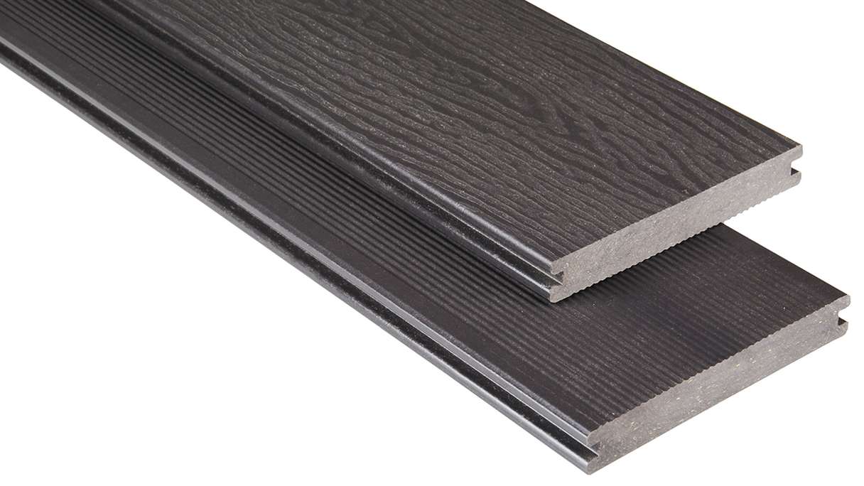 planeo WPC - Terrassendiele massiv Graubraun 1,70m - geriffelt