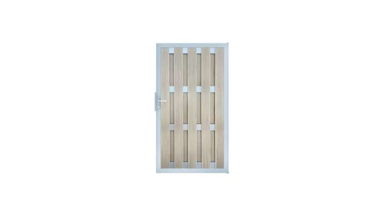 planeo Gardence Premade - BPC-Tor DIN Rechts BiColor Sand 100 x 180 x 4,0cm - Rahmen Silber