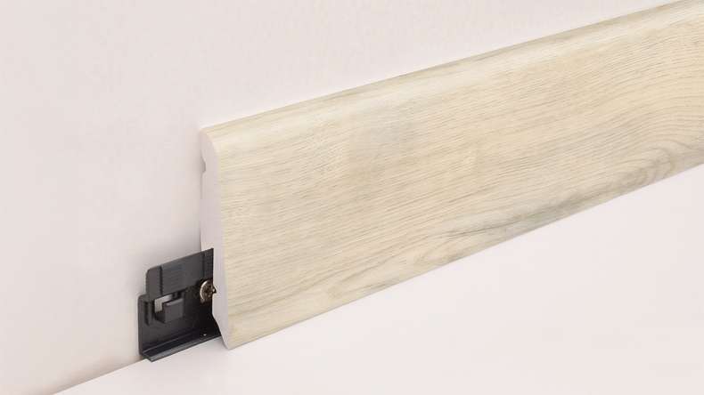 planeo Sockelleiste SolutionX 2in1 - 2400 x 14 x 58 mm Eiche Cremeweiß (SL0074)