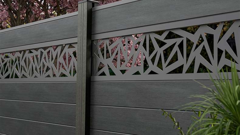 planeo Gardence Strong - BPC-Steckzaun Triangle Steingrau co-ex 180 x 180 cm