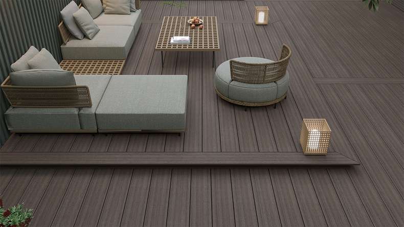 planeo MAXLine Antik - 3m WPC CoEx ummantelte XL Terrassendiele Massiv - Dunkelbraun rustikal strukturiert/glatt gebürstet